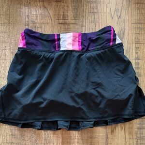 Black LULULEMON Skort with Pink and Purple Stripe Waistband